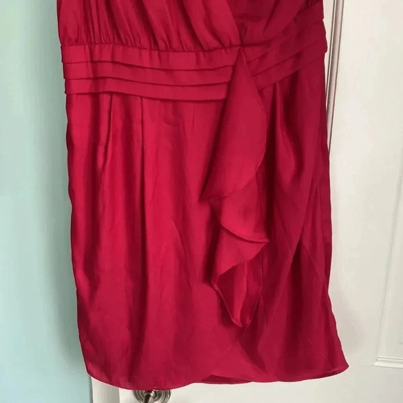 BCBGeneration Red Ruby One Shoulder Silky Ruffle Mini Formal Dress Size 8 - Picture 5 of 16